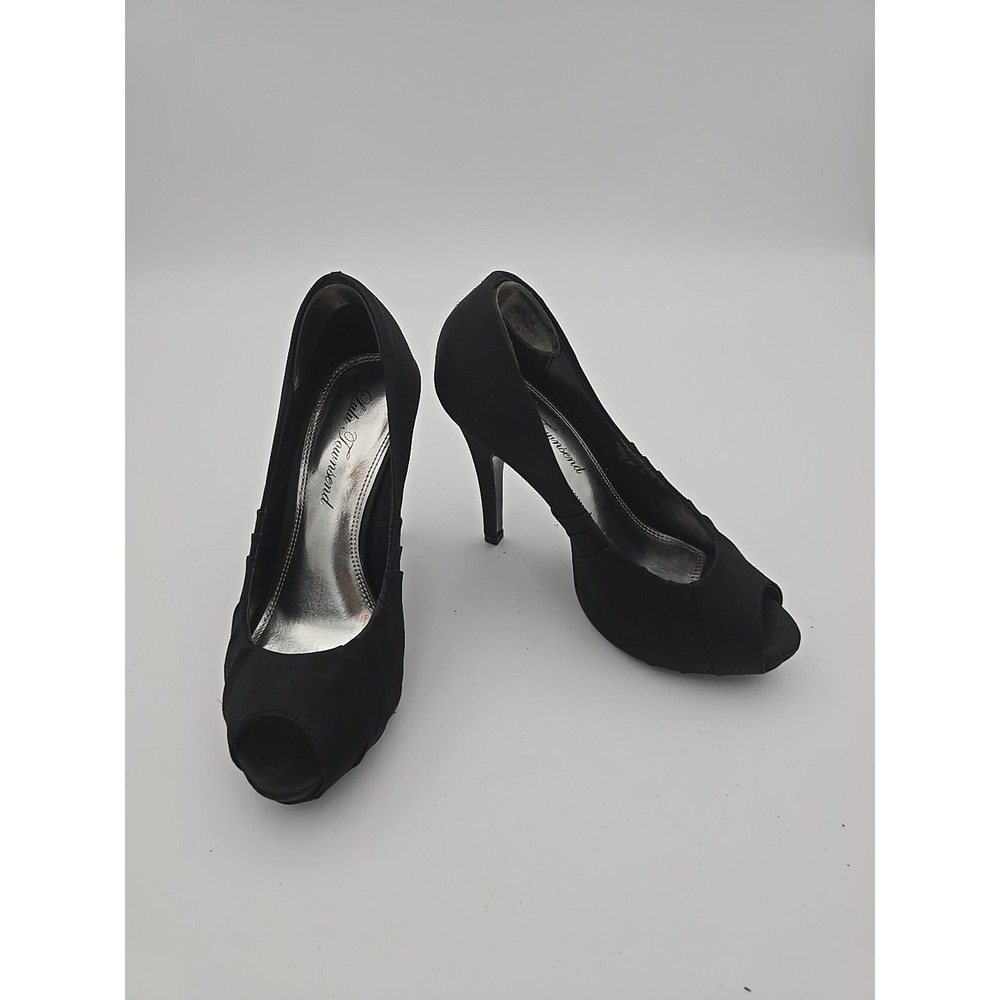 Lulu Townsend Black Platform Fabric‎ Open Toe Heel Shoes Women Size 5